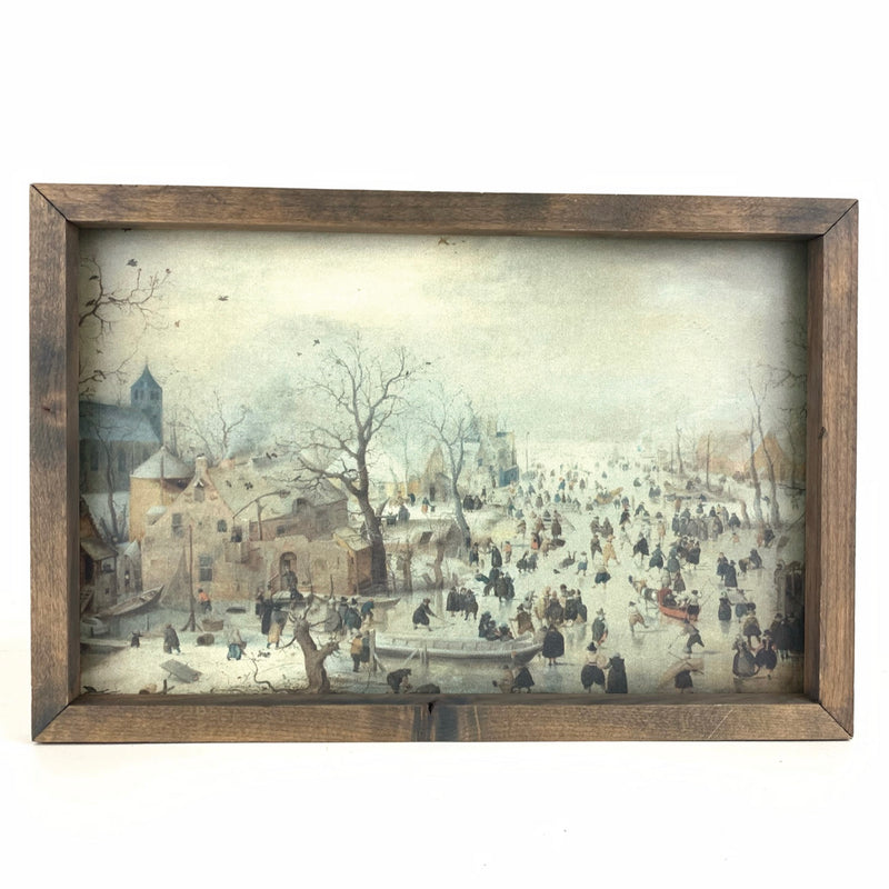 Winter Landscape with Ice Skaters <br>Framed Print