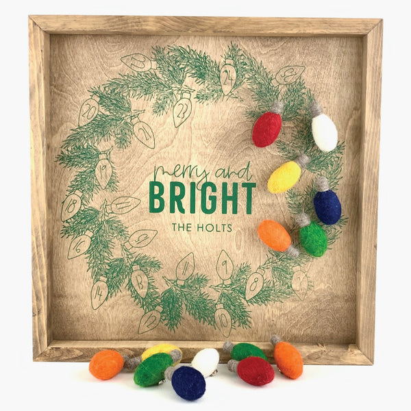 Personalized Merry & Bright Wreath <br>Magnetic Advent